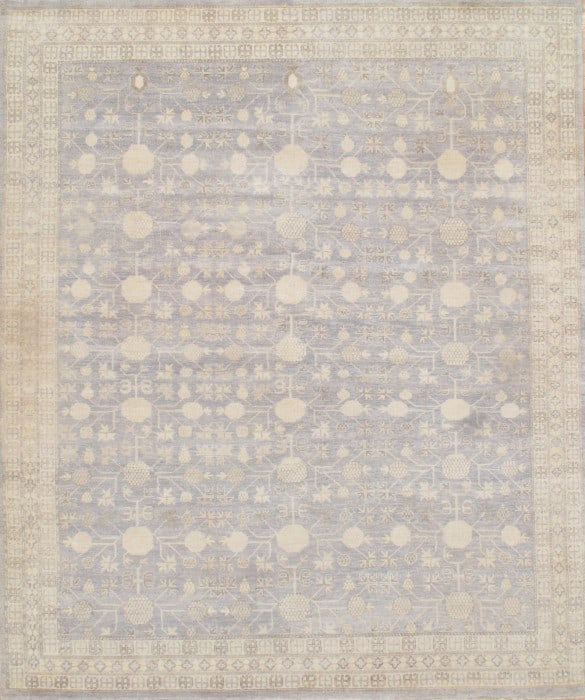 Gray Khotan Design Rug 8' X 10': Gray Khotan Design Rug 8' X 10' - New, Khotan, Hand-Knotted, Lamb's Wool, 300 -D05607- 862.This item is part of our fine auction collection which includes many fine home accessories including antique