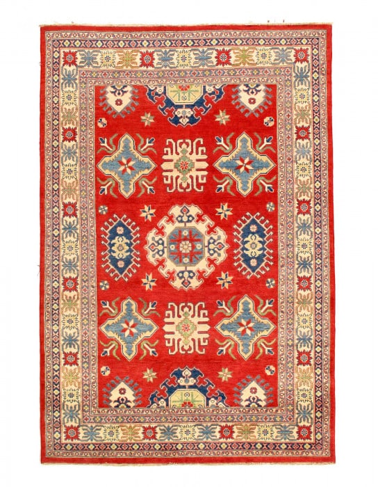 Fine Hand Knotted Kazak Rug 6'X 9': Fine Hand Knotted Kazak Rug 6'X 9' - NEW, Kazak, Hand-Knotted, Lamb's Wool, 300 -D14117- 862.This item is part of our fine auction collection which includes many fine home accessories including antiqu