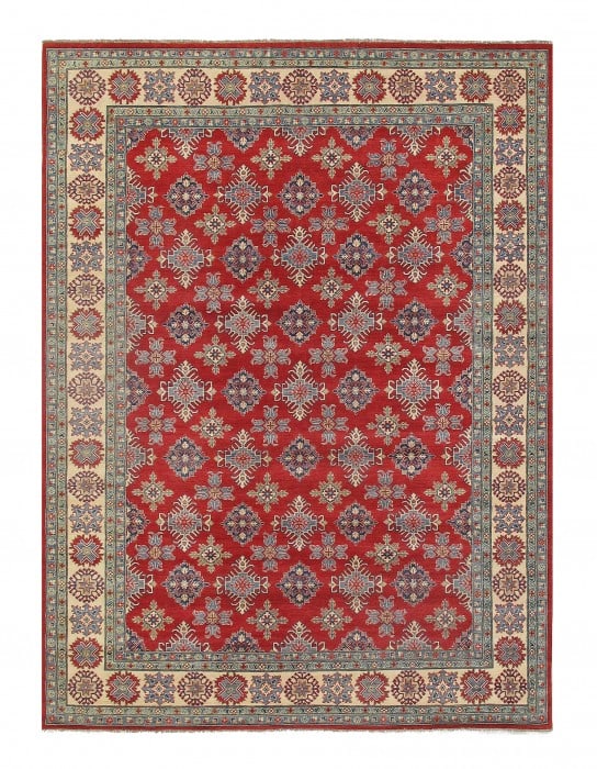 Red color Fine Hand Knotted Fine Kazak 10' x 13: Red color Fine Hand Knotted Fine Kazak 10' x 13 - New, Kazak, Hand-Knotted, Lamb's Wool, 300 -D09808- 862.This item is part of our fine auction collection which includes many fine home accessories inc