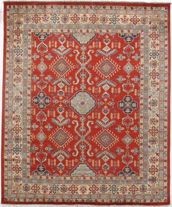 Red Fine Kazak 8' X 10': Red Fine Kazak 8' X 10' - New, Kazak, Hand-Knotted, Lamb's Wool, 300 -D09791- 862.This item is part of our fine auction collection which includes many fine home accessories including antique rugs, vin