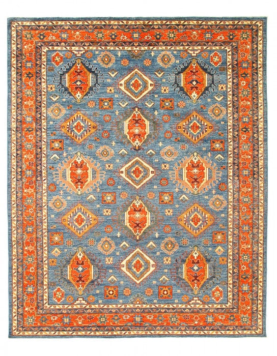 Light Blue Fine Hand knotted Kazak 8' X 9'9'' (1 of 3)