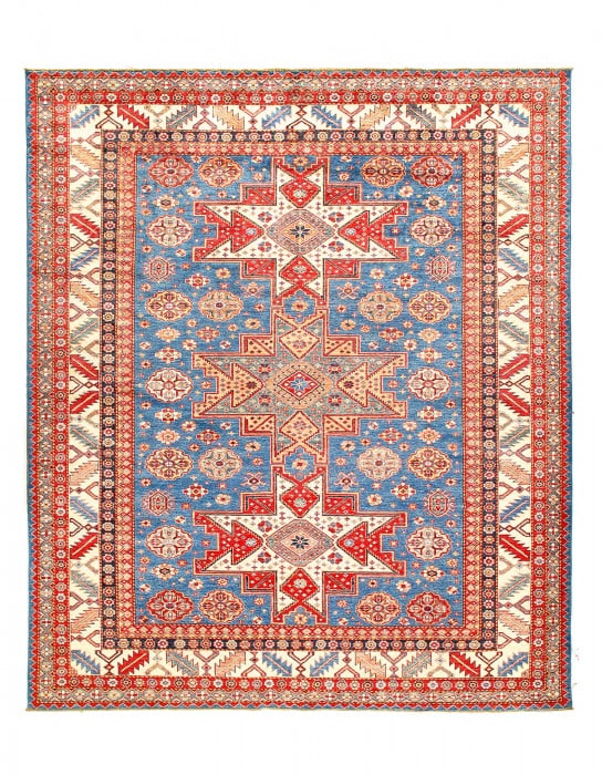 Light Blue Fine Hand knotted Kazak 8'1'' X 9'8'' (1 of 3)