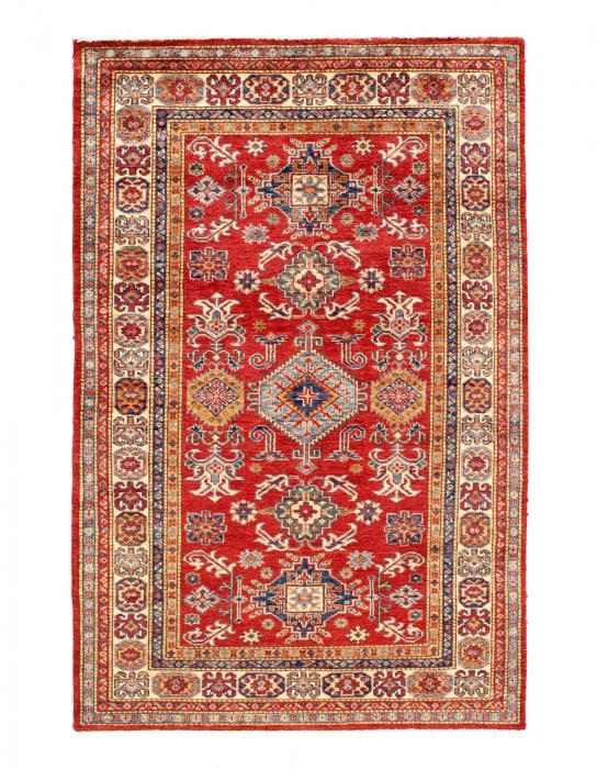 Red color Super fine hand knotted kazak rug 3'11'' X 5'11'' (1 of 3)