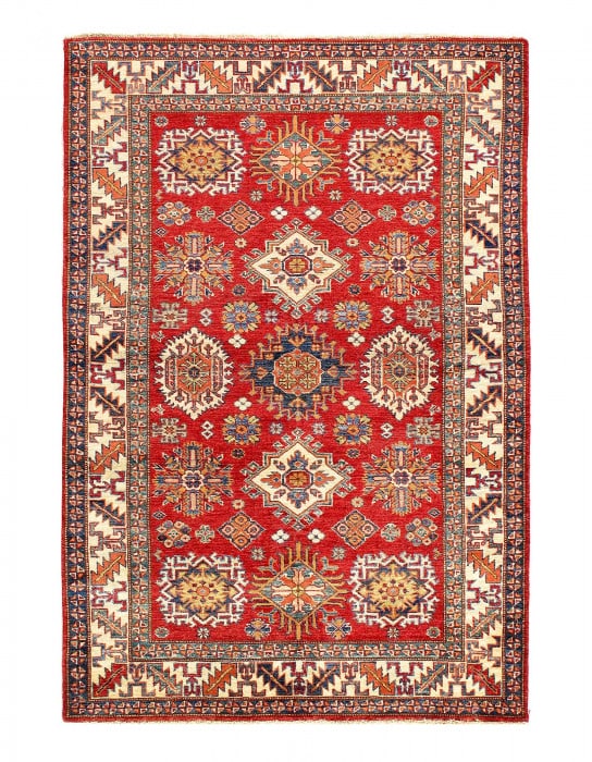 Red color Super fine hand knotted kazak rug 4' X 5'11'' (1 of 3)