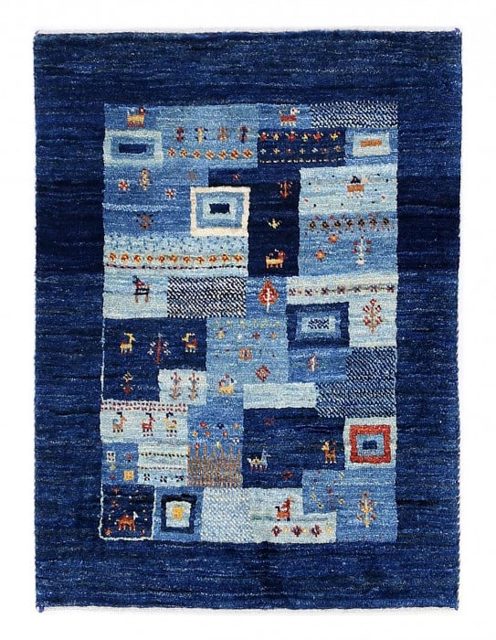 Navy blue Persian Hand knotted Gabbeh 1'11'' X 2'7'': Navy blue Persian Hand knotted Gabbeh 1'11'' X 2'7'' - New, Gabbeh, Hand-Knotted, Lamb's Wool, 300 -D13855- 862.This item is part of our fine auction collection which includes many fine home accessori