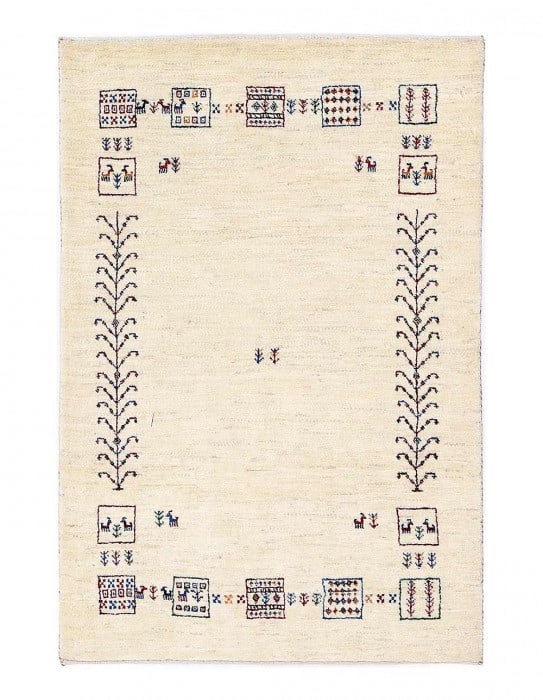 Ivory Color Fine Hand knotted Persian Gabbeh 2'9'' X 4'2'': Ivory Color Fine Hand knotted Persian Gabbeh 2'9'' X 4'2'' - New, Gabbeh, Hand-Knotted, Lamb's Wool, 300 -D13514- 862.This item is part of our fine auction collection which includes many fine home acc