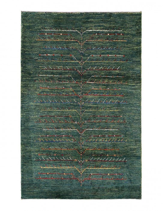 Green Color Fine Hand knotted Persian Gabbeh 2'11'' X 4'5'': Green Color Fine Hand knotted Persian Gabbeh 2'11'' X 4'5'' - New, Gabbeh, Hand-Knotted, Lamb's Wool, 300 -D13510- 862.This item is part of our fine auction collection which includes many fine home ac