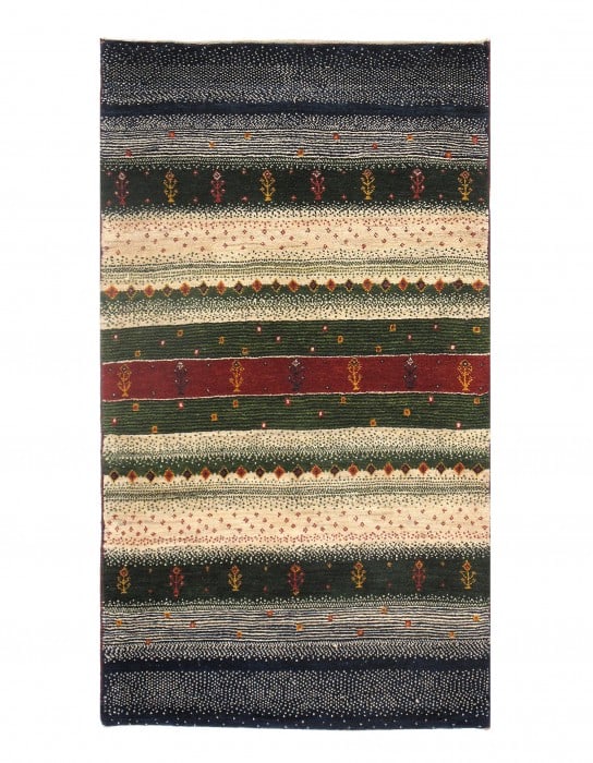 Multi color Genuine Persian Gabbeh 3' X 5': Multi color Genuine Persian Gabbeh 3' X 5' - New, Gabbeh, Hand-Knotted, Lamb's Wool, 300 -D09221- 862.This item is part of our fine auction collection which includes many fine home accessories includi