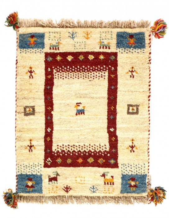 Rust and Beige Persian Gabbeh Lori Baft Scatter Rug 1'4"X 2' (1 of 3)