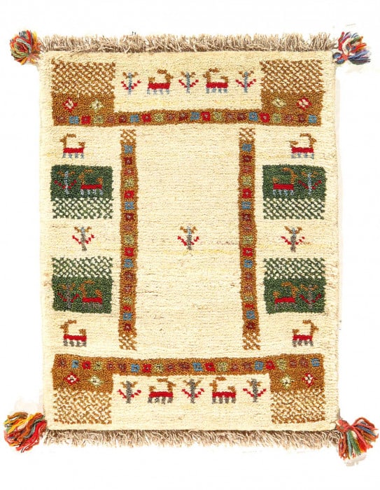 Rust and Beige Persian Gabbeh Lori Baft Scatter Rug 1'4"X 2' (1 of 3)