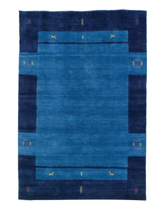 Navy blue Hand knotted Gabbeh 5'X 8': Navy blue Hand knotted Gabbeh 5'X 8' - NEW, Gabbeh, Hand-Knotted, Lamb's Wool, 300 -D14984- 862.This item is part of our fine auction collection which includes many fine home accessories including ant