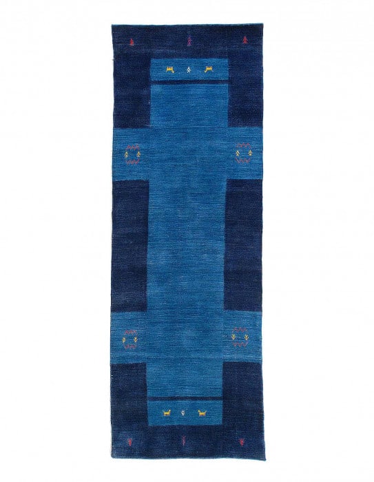 Navy blue Hand knotted Gabbeh Runner 2'6"x 8': Navy blue Hand knotted Gabbeh Runner 2'6"x 8' - NEW, Gabbeh, Hand-Knotted, Lamb's Wool, 300 -D14985- 862.This item is part of our fine auction collection which includes many fine home accessories incl