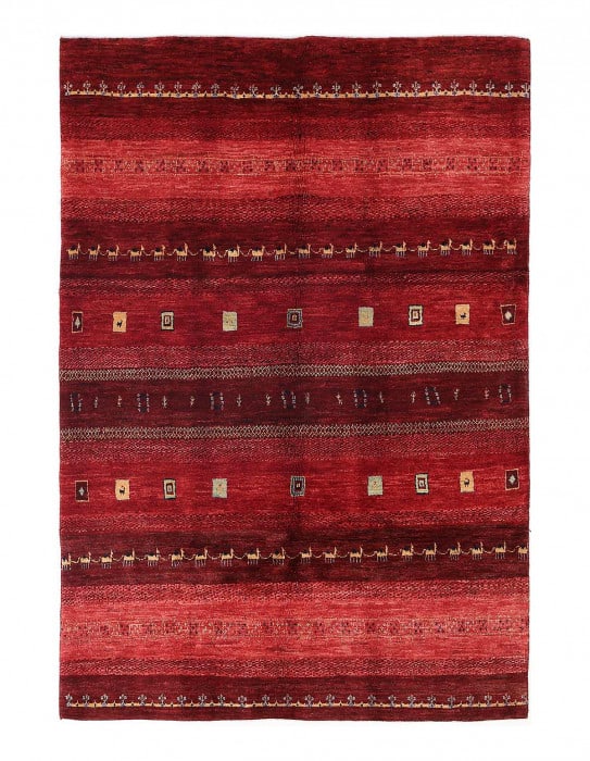 Persian Hand knotted Gabbeh rug 5'3"x7'10": Persian Hand knotted Gabbeh rug 5'3"x7'10" - New, Gabbeh, Hand-Knotted, Lamb's Wool, 300 -D13957- 862.This item is part of our fine auction collection which includes many fine home accessories includi