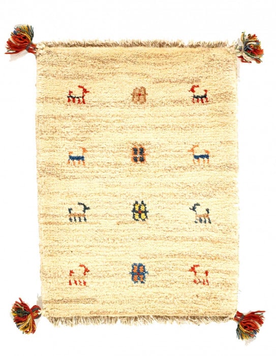Rust and Beige Persian Gabbeh Lori Baft Scatter Rug 2'4"X 2' (1 of 3)