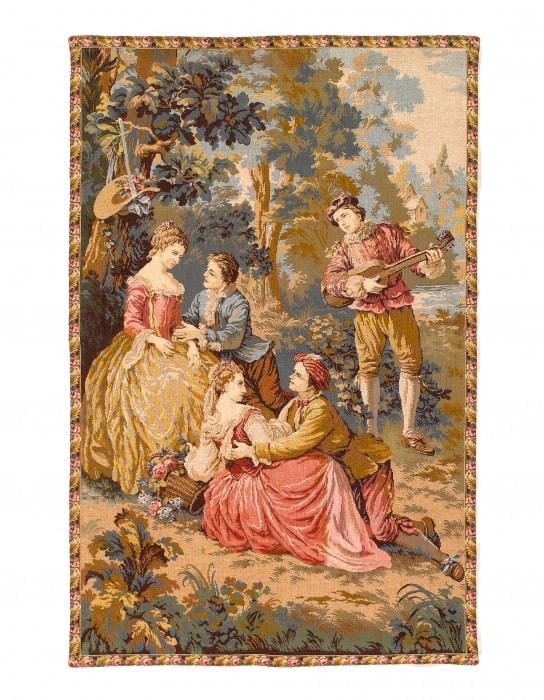 Genre Tapestry Landscape Romantic Vintage 2'8'' X 4'2'' (1 of 3)