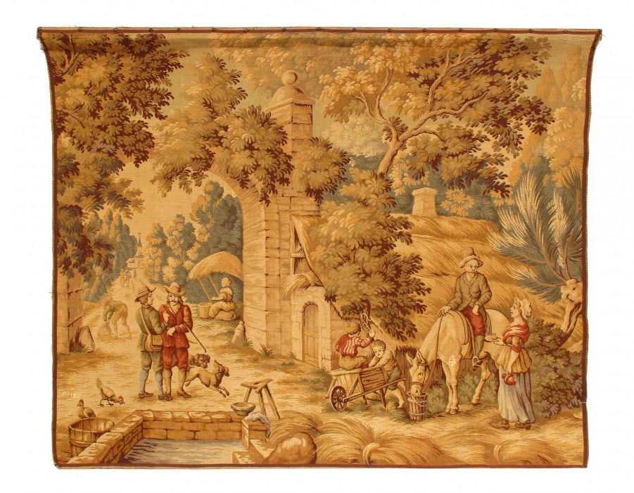 Fine Vintage Tapestery 5'2"X 6'3": Fine Vintage Tapestery 5'2"X 6'3" - CIRCA 1940, French, Handmade, Lamb's Wool, 300 -D14937- 862.This item is part of our fine auction collection which includes many fine home accessories including ant