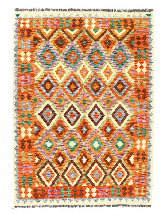Reversible Kilim Flat Weave Wool On Wool 4'11"X 6'6" (1 of 3)