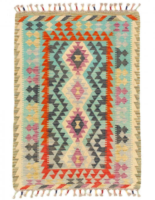 Reversible Kilim Flat Weave Wool On Wool 3'5"X 4'9" (1 of 3)