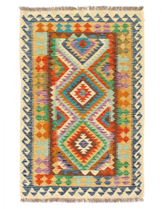 Reversible Kilim Flat Weave Wool On Wool Rug 3'4"X 5' (1 of 3)