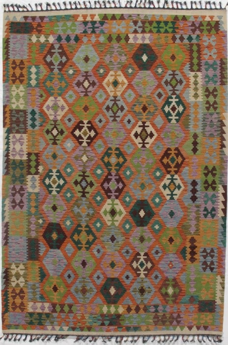 Multi color Flat weave kilim 6' 8''X 9' 7'' (1 of 4)