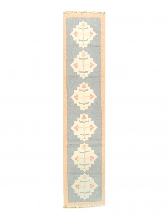 Gray Color Hand Woven Runner 2'7'' X 12'1'': Gray Color Hand Woven Runner 2'7'' X 12'1'' - New, Durrie, Hand-Woven, Lamb's Wool, 300 -50347- 862.This item is part of our fine auction collection which includes many fine home accessories including