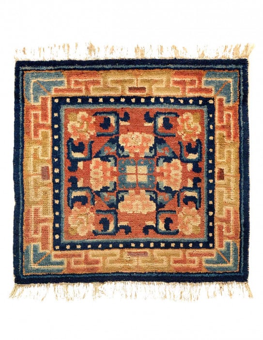 Antique 18th Century Chinese Ningxia Rug 2'X 2' (1 of 3)