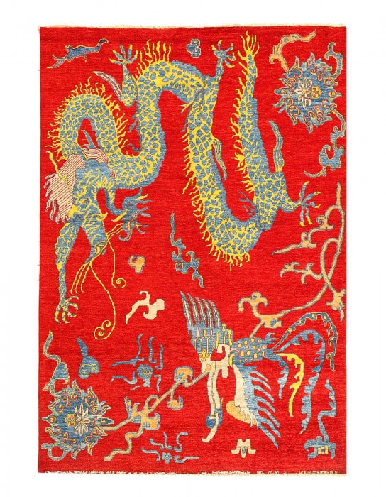 Fine Hand knotted Chinese Dragon Art Deco design 6'x 8'9" (1 of 3)