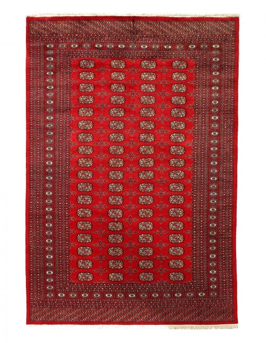 Red color Fine Hand Knotted Bokhara rug 5'7"X 7'8" (1 of 3)
