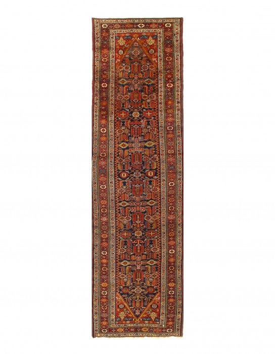 Navy Antique Bidjar runner 3'.7'' X 13' 4'': Navy Antique Bidjar runner 3'.7'' X 13' 4'' - Circa 1900, Bidjar, Hand-Knotted, Lamb's Wool, 300 -D06430- 862.This item is part of our fine auction collection which includes many fine home accessories
