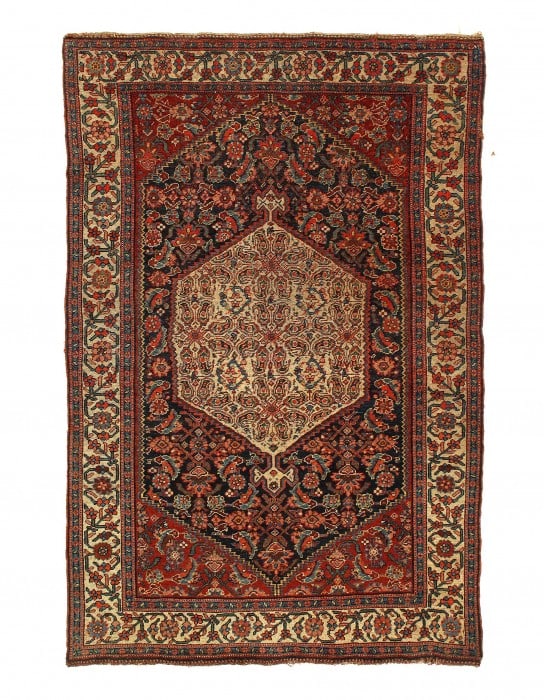 Rust Color Persain Antique Bidjar 4'4'' X 6'8'': Rust Color Persain Antique Bidjar 4'4'' X 6'8'' - Circa 1900, Bidjar, Hand-Knotted, Lamb's Wool, 300 -D11745- 862.This item is part of our fine auction collection which includes many fine home accesso
