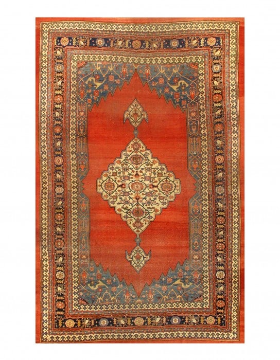 Rust Persian Antique Bidjar 7' X 11'.6'': Rust Persian Antique Bidjar 7' X 11'.6'' - Circa 1880, Bidjar, Hand-Knotted, Lamb's Wool, 300 -D07605- 862.This item is part of our fine auction collection which includes many fine home accessories
