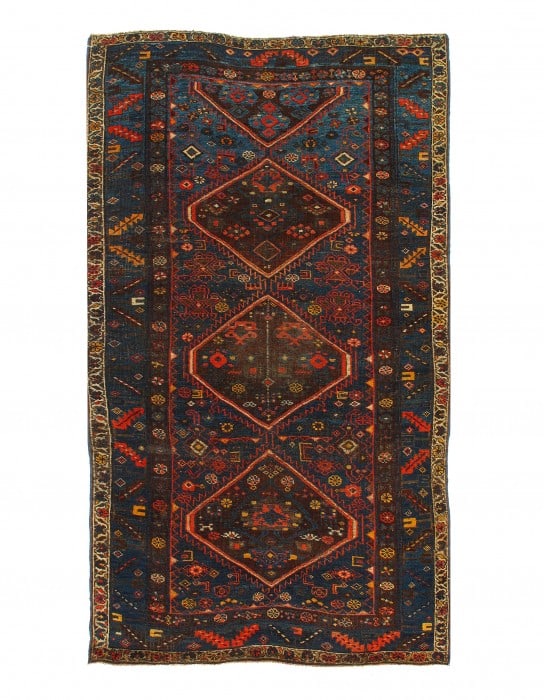 Navy Antique Persian Bidjar 4'3" X 7'2": Navy Antique Persian Bidjar 4'3" X 7'2" - circa 1880, Bidjar, Hand-Knotted, Lamb's Wool, 300 -D03471- 862.This item is part of our fine auction collection which includes many fine home accessories inc