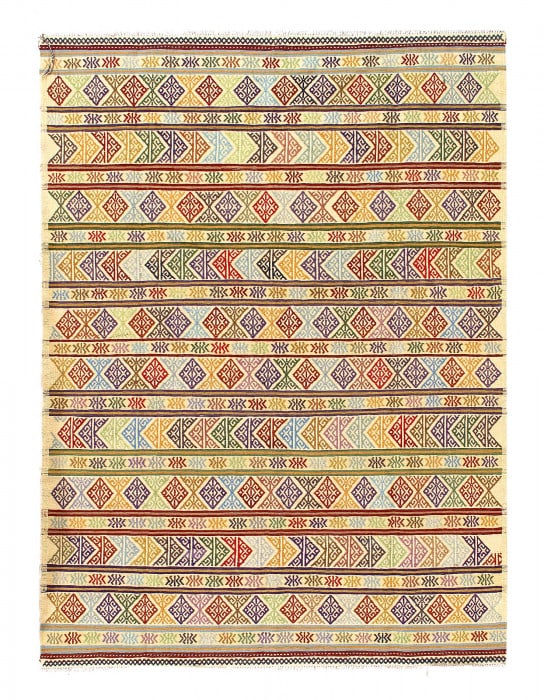 Rust Hand Knotted fine Sumac Kilim rug 5'X 6'9": Rust Hand Knotted fine Sumac Kilim rug 5'X 6'9" - circa 1980, Beshir, Hand-Woven, Lamb's Wool, 300 -D15019- 862.This item is part of our fine auction collection which includes many fine home