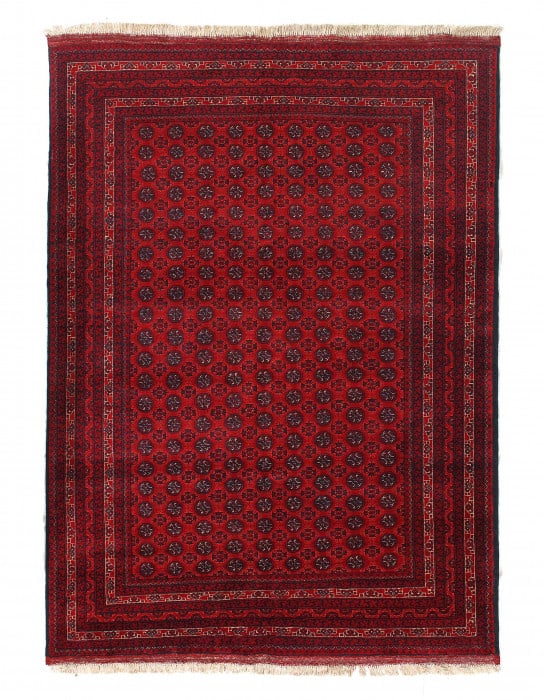Afghan Bashir Red Hand Knotted Rug 5'X 7' (1 of 3)
