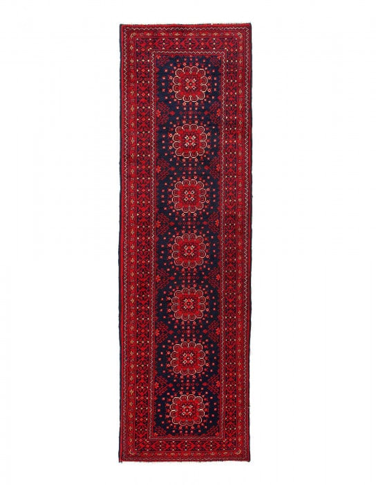 Afghan Bashir Red Hand Knotted Runner 2'3"X 7'7": Afghan Bashir Red Hand Knotted Runner 2'3"X 7'7" - NEW, Beshir, Hand-Knotted, Lamb's Wool, 300 -D15000- 862.This item is part of our fine auction collection which includes many fine home accessories i