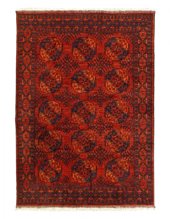 Afghan Bashir Red Hand Knotted Rug 7'X 9'8" (1 of 3)
