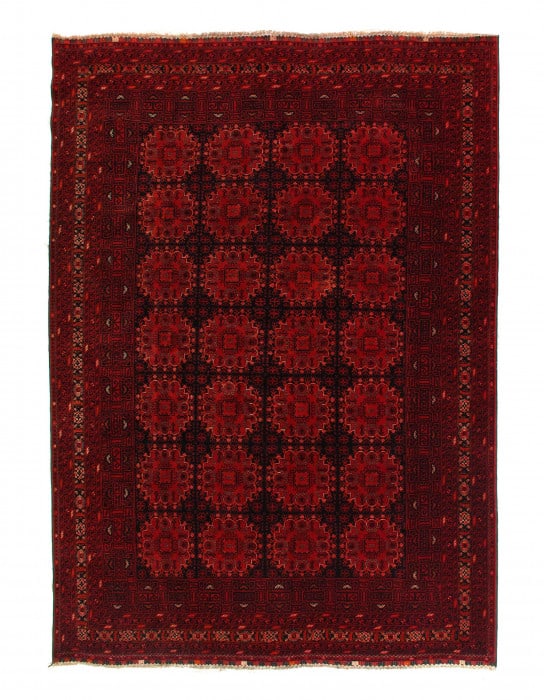 Afghan Bashir Red Hand Knotted Rug 6'7"X 9'2" (1 of 3)