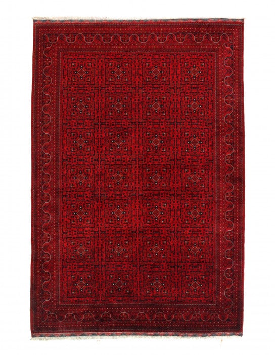 Afghan Bashir Red Hand Knotted Rug 6'7"X 9'6" (1 of 4)