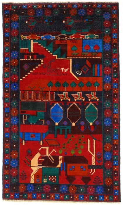 Multi Balouchi Rug 3 'x 5': Multi Balouchi Rug 3 'x 5' - , Baluch, Hand-Knotted, Lamb's Wool, 300 -D08750- 862.This item is part of our fine auction collection which includes many fine home accessories including antique rugs, vi