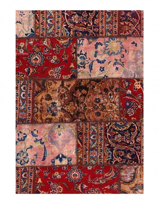Red Persian Patch work rug 5 x7 - 2