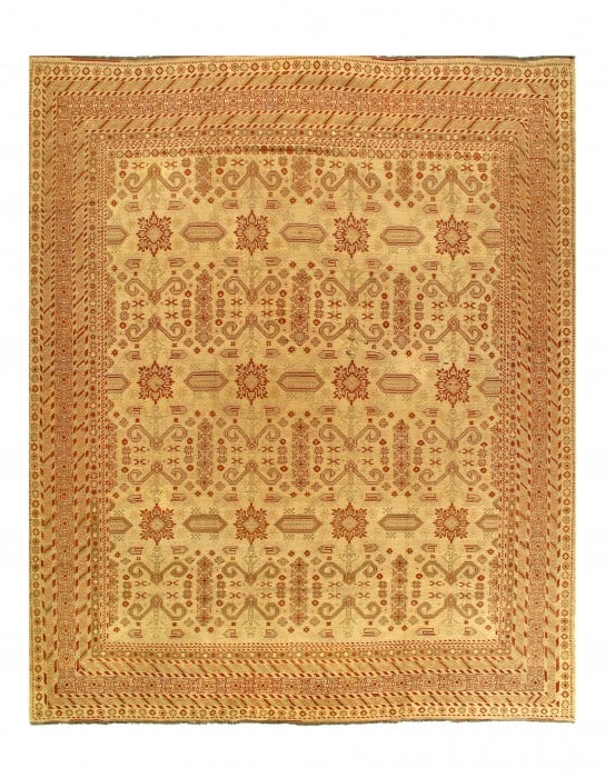 Gold Color Fine Hand Knotted Bakhshayesh Rug 10' X 12': Gold Color Fine Hand Knotted Bakhshayesh Rug 10' X 12' - New, Bakhshaish, Hand-Knotted, Flat Weave, 300 -D08442- 862.This item is part of our fine auction collection which includes many fine home