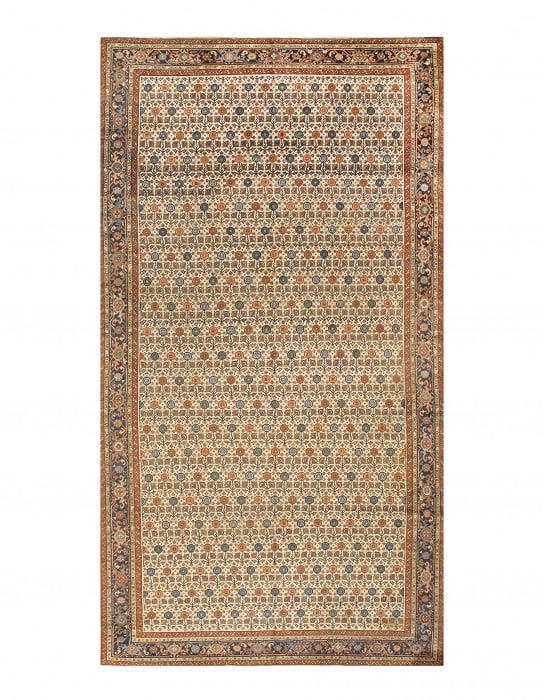 Ivory Antique Persian Bakhshayesh 9' X16'7": Ivory Antique Persian Bakhshayesh 9' X16'7" - Circa 1880, Bakhshaish, Hand-Knotted, Wool on Cotton, 300 -24617- 862.This item is part of our fine auction collection which includes many fine home