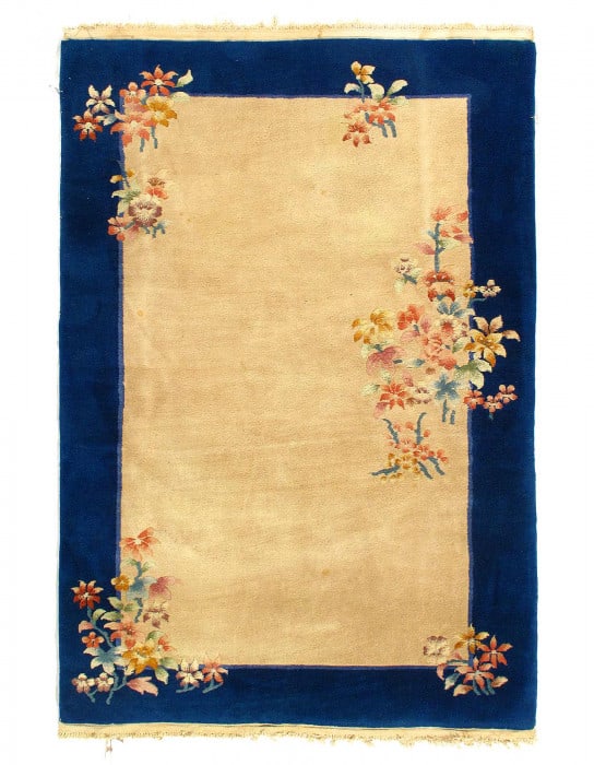 Ivory Fine Hand Knotted Chinese Antique Art Deco 4' X 6': Ivory Fine Hand Knotted Chinese Antique Art Deco 4' X 6' - CIRCA 1920, Art Deco, Hand-Knotted, Lamb's Wool, 300 -D14666- 862.This item is part of our fine auction collection which includes many fine h