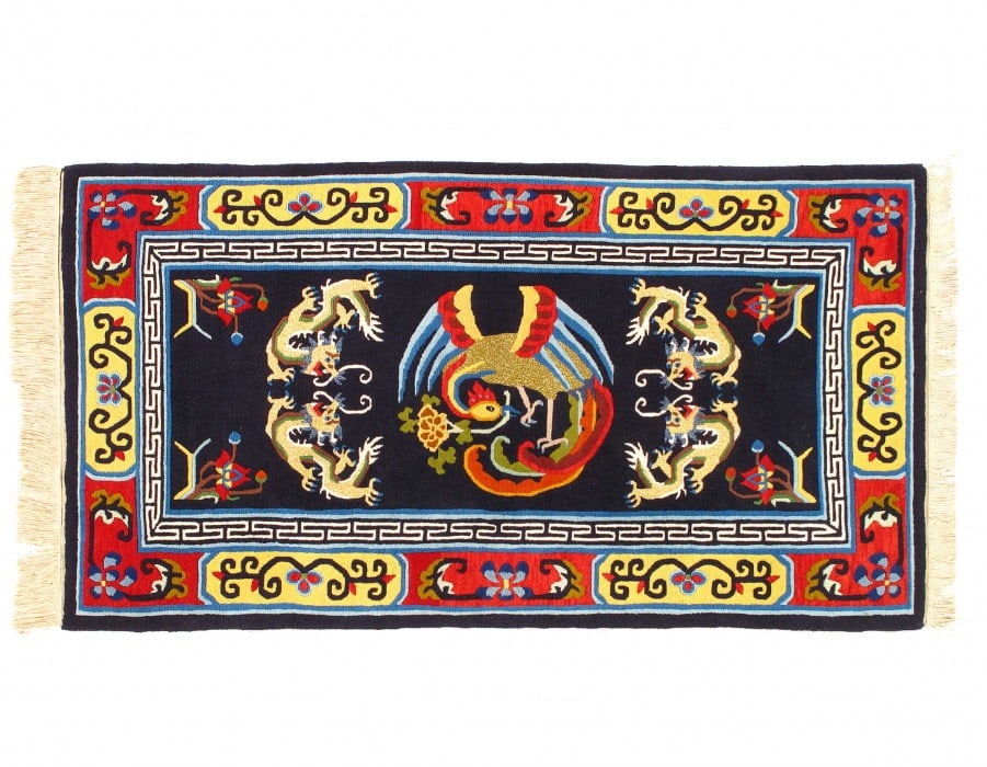 Navy Blue Chinese Art Deco 3'1'' X 5'9'': Navy Blue Chinese Art Deco 3'1'' X 5'9'' - Early 20th Century, Art Deco, Hand-Knotted, Lamb's Wool, 300 -D11681- 862.This item is part of our fine auction collection which includes many fine home acce