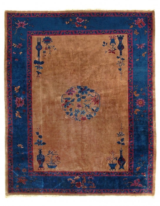 Light Brown Antique Chinese Art Deco 9'3'' X 11'8'': Light Brown Antique Chinese Art Deco 9'3'' X 11'8'' - Early 20th Century, Art Deco, Hand-Knotted, Lamb's Wool, 300 -D11674- 862.This item is part of our fine auction collection which includes many fin