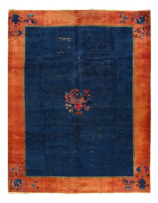 Navy Blue Antique Chinese Art Deco 8'11'' X 11'6'': Navy Blue Antique Chinese Art Deco 8'11'' X 11'6'' - Early 20th Century, Art Deco, Hand-Knotted, Lamb's Wool, 300 -D11680- 862.This item is part of our fine auction collection which includes many fine