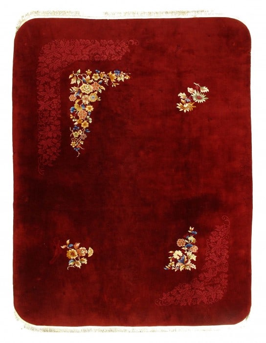 Red Color Fine Hand Knotted Chinese Art Deco 9' X 12'2'': Red Color Fine Hand Knotted Chinese Art Deco 9' X 12'2'' - Early 20th Century, Art Deco, Hand-Knotted, Lamb's Wool, 300 -D11801- 862.This item is part of our fine auction collection which includes man