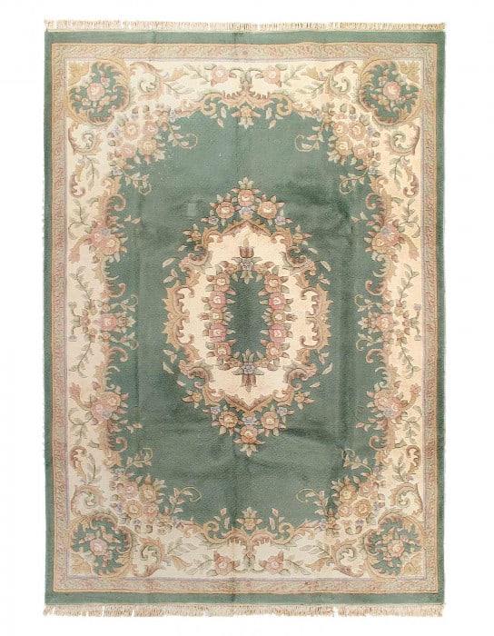 Light Green Hand Knotted Savonnerie 8'3"x 11'6" (1 of 3)