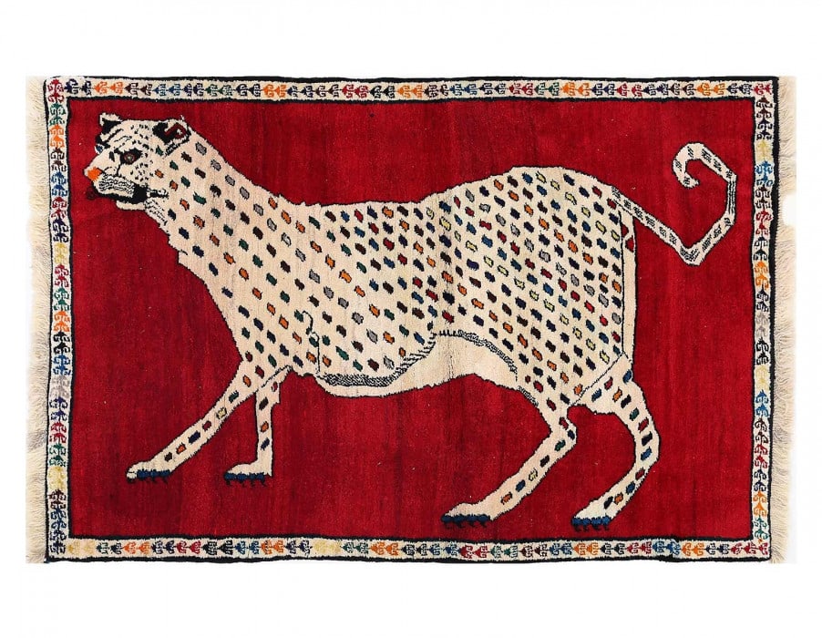 Animal Pictorial Cheetah Hand Knotted Rug 3'7"X 5'9" (1 of 3)