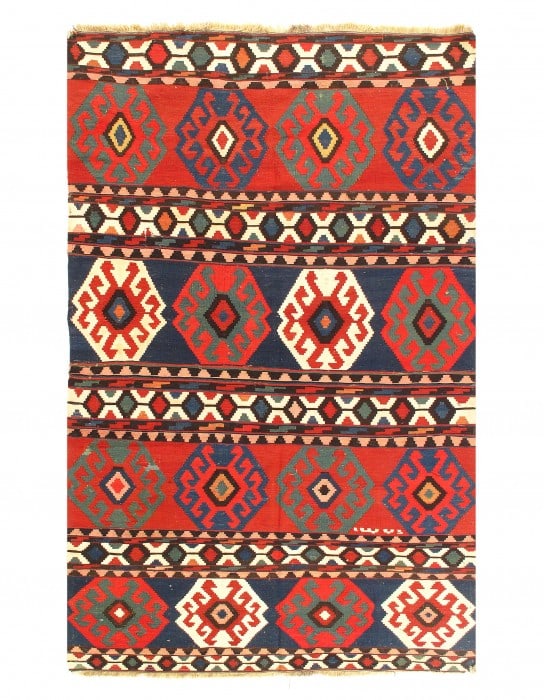 Rust Fine Persian Gashqai Hand woven vintage Kilim 5'9'' X 9'9'' (1 of 3)